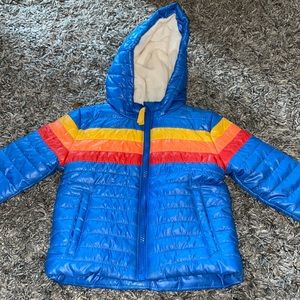 🚀Blue hooded puffer coat with stripes